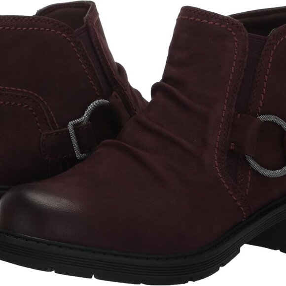 Women's Ankle Boot Nubuck Leather Burgundy 5.5 Comfort Cushioned Heel - Picture 7 of 7